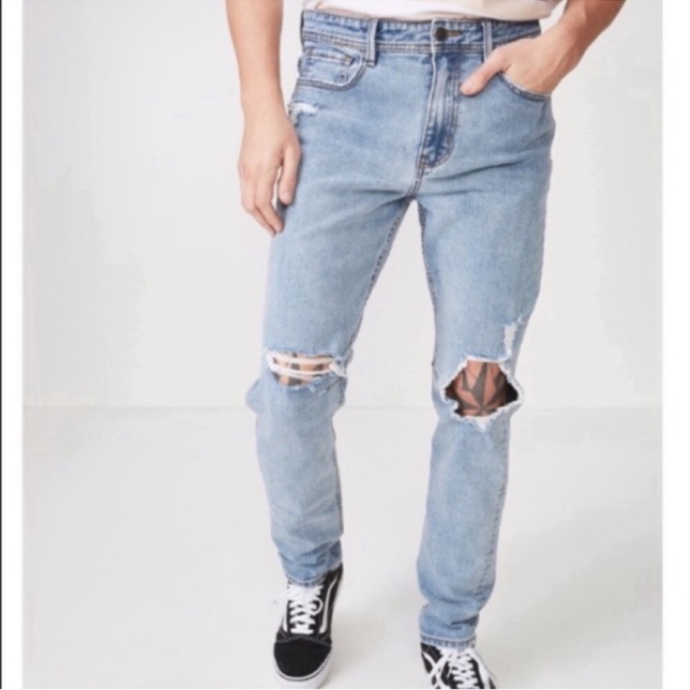 Tapered Leg Distressed Jeans  | CottonOn Mens Size 34 New with tags